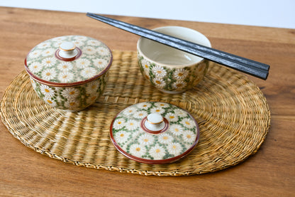 Flower Motif Porcelain Tea Cup with Lid