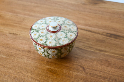 Flower Motif Porcelain Tea Cup with Lid