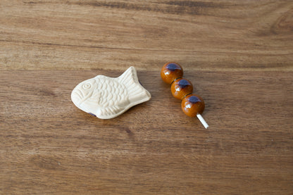 Snacks Chopstick Rest (2 piece set): Taiyaki + Glazed Dumplings